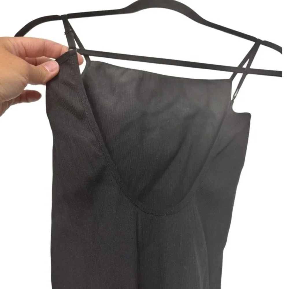 Sunday Best Black Ribbed Bodycon Mini‎ Dress XS/S Adjustable Straps Y2K Sexy - Picture 6 of 7